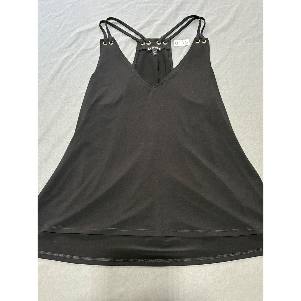 Express Black Racerback Cami Top Gold Grommet Multi Strap V-Neck Small